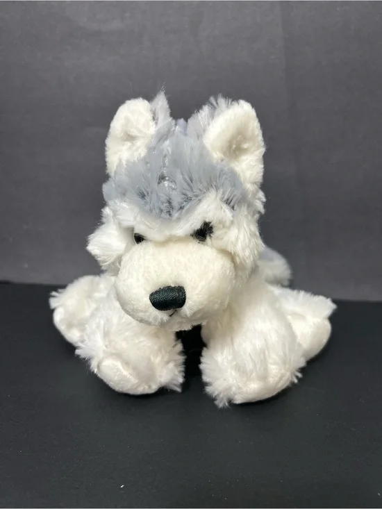 GANZ Plush Husky Dog Toy - White and Light Gray