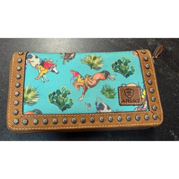 Ariat Cruiser Matcher Turquoise Bronc Clutch Wallet Studded Western A770004733