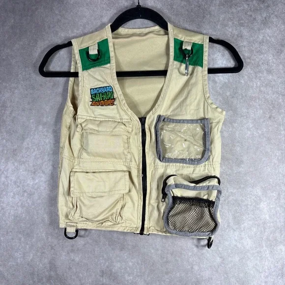 Backyard Safari Vest Kids OS Tan Adventure Cargo Fishing Costume Utility Outdoor