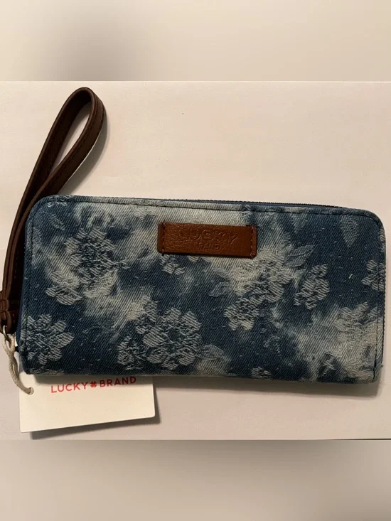Lucky Brand denim floral wristlet wallet - NWT