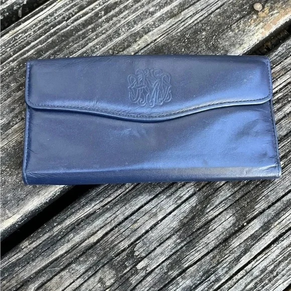 Lady Buxton Leather Wallet Navy Coin Purse Credit Card Holder Vintage 70s 80s