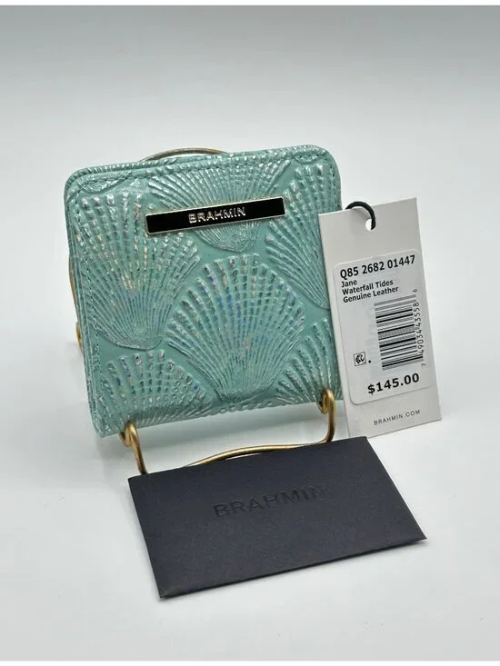 Brahmin Jane Waterfall Tides Seashell Embossed Leather Bifold Wallet NWT