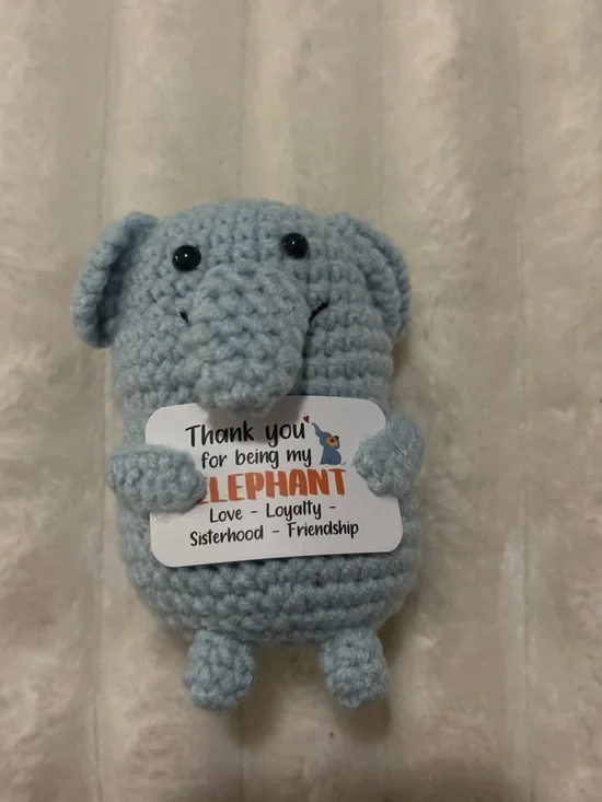 Light Blue Crochet Elephant Plush -
