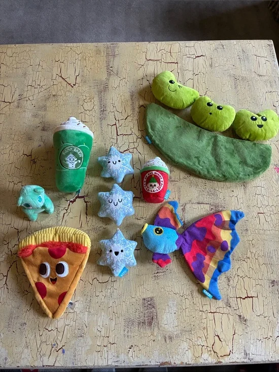 Bark Plush Dog Toys Green, Yellow, Blue, Red, Purple