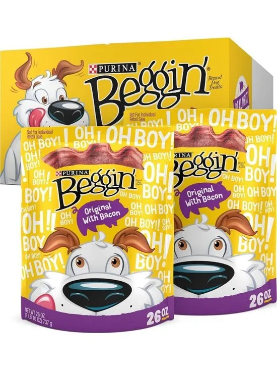 Delicious Bacon Dog Treats - Soft Chewy Strips, Real Meat, 52 oz Total, No