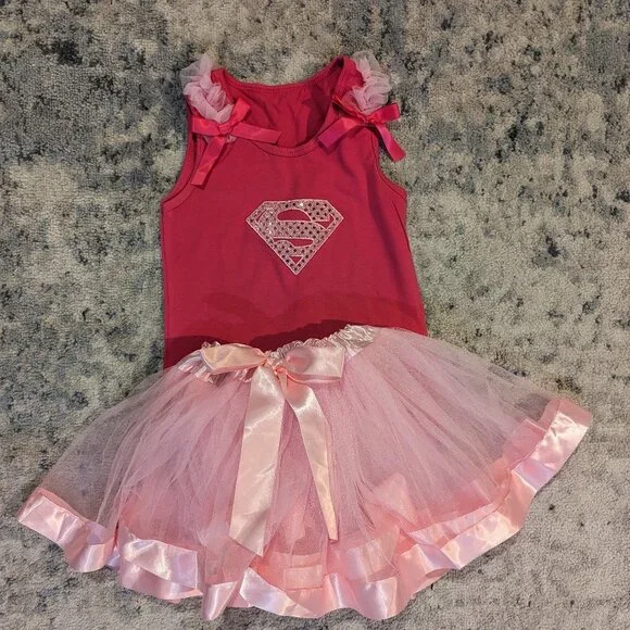 Superhero Superman Halloween Costume Toddler Girl Size 4T NEW