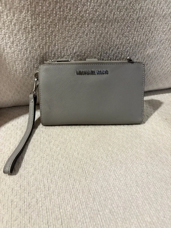 Michael Kors Light Gray Saffiano Leather Wristlet