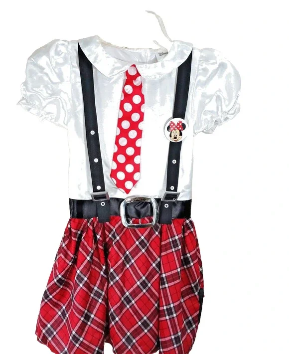 Disney Minnie Mouse Nerd Halloween Costume Girls Medium 8 / 10 Tie Suspenders