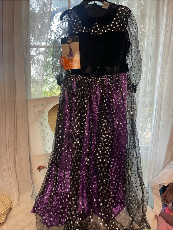 Girls' Purple and Black Star Covered Halloween Costume Dress