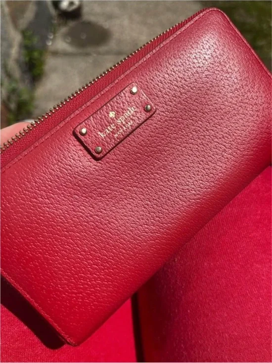 Lk New Kate Spade Wallet Red gold Wallet large zip red gold wallet gold hardware