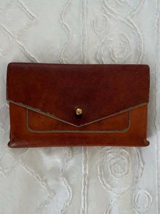 Noonday wallet Classic Brown Leather Envelope Clutch (no strap)