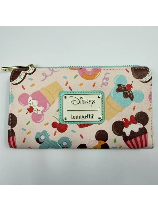 Loungefly Disney Sweet Treats Mickey Minnie Ice Cream Zip Around Wallet