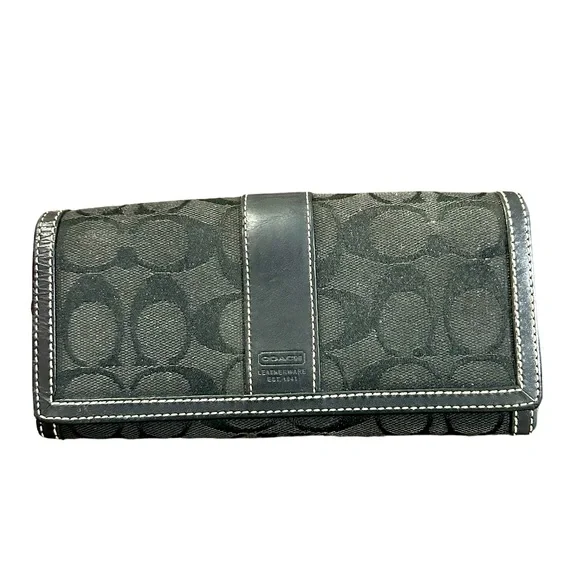 Y2K Signature Jacquard Coach Wallet C Logo Leather Trim