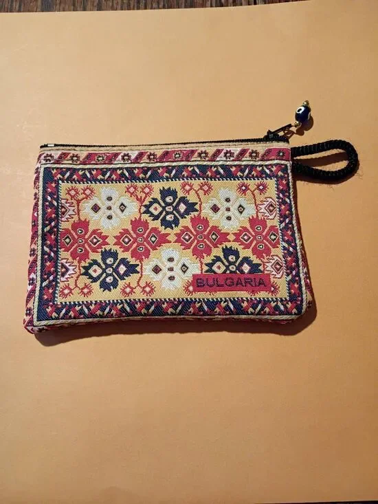 Bulgaria Woven Fabric Coin Purse Zipper Change Bright Multicolor