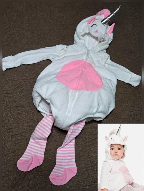 Baby Girl Little Unicorn Halloween Costume and Tights Set, 6m - 9m