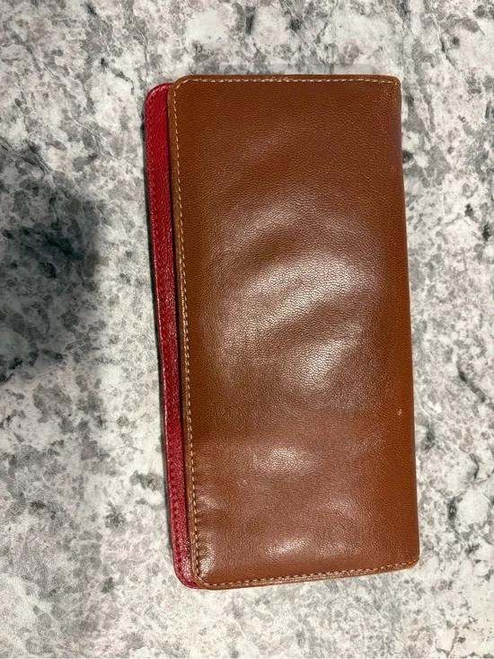 Tusk Bifold Caramel and Red Leather Wallet
