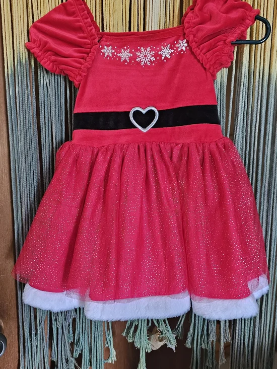 Red Holiday Heart Velvet Kids Costume Dress - Unbranded