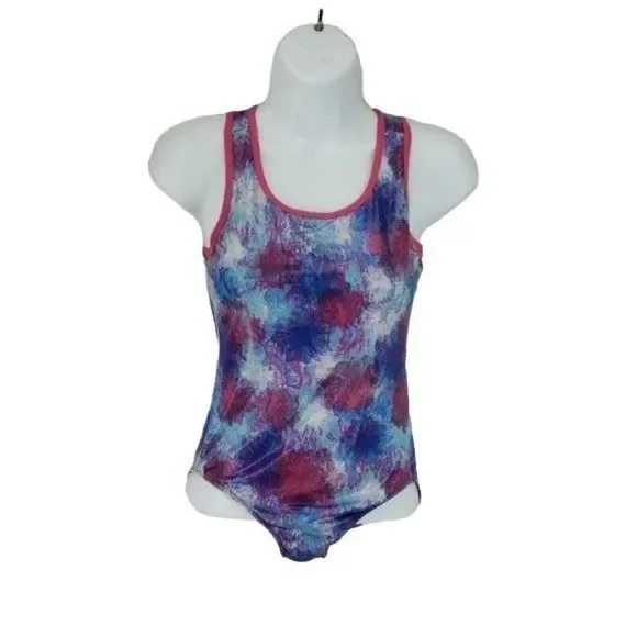 Future Star Girls Tie‎ Dye Splatter Leotard Athetlic One Piece Purple Size Large