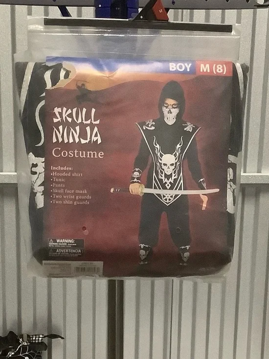 Skull Ninja Boys Black Halloween /dress- up costume- size medium (8)