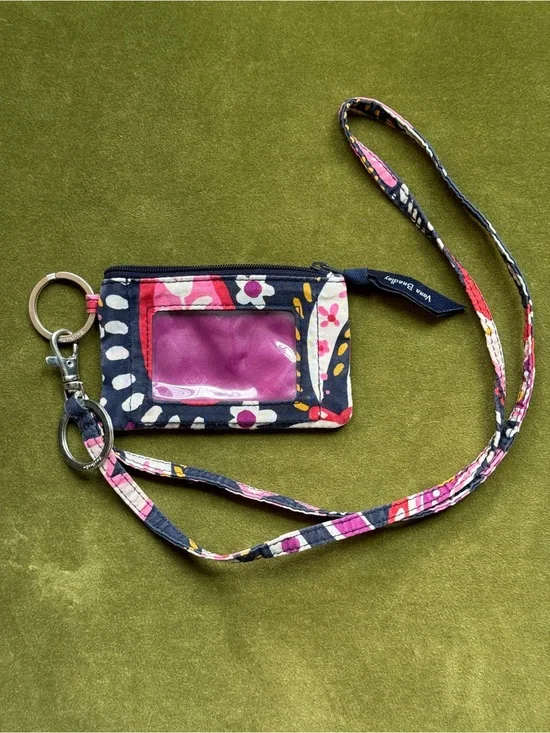 Retired Vera Bradley Painted Paisley Zip ID Card Holder and Lanyard Set