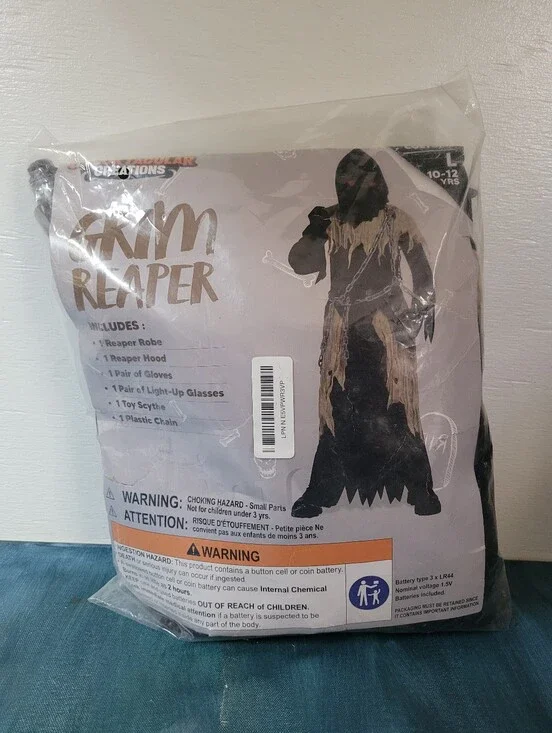 Spooktacular Creations Glowing Eyes Grim Reaper Child Costume Size Large New