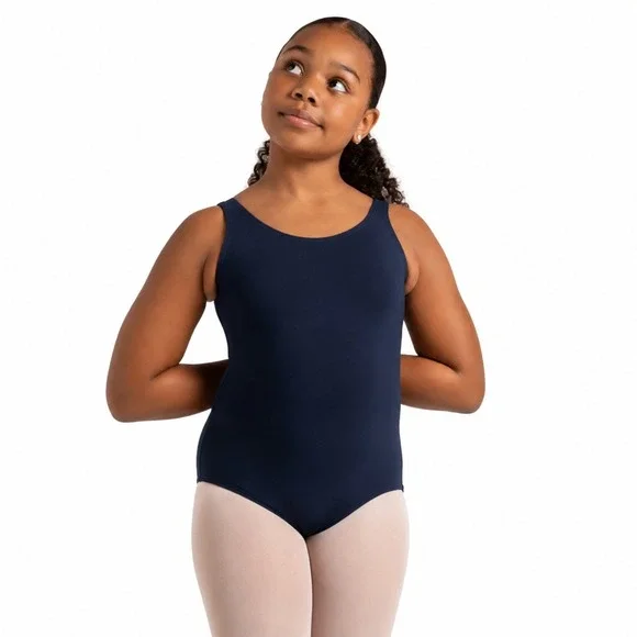 NWT Capezio Girls Navy Blue Tank Leotard CC201C Ballet Dance Gymnastics Large
