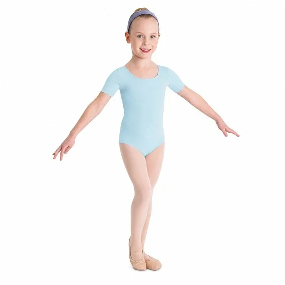 Bloch Girls Light Blue Short Sleeve Dance Leotard Size 8/10
