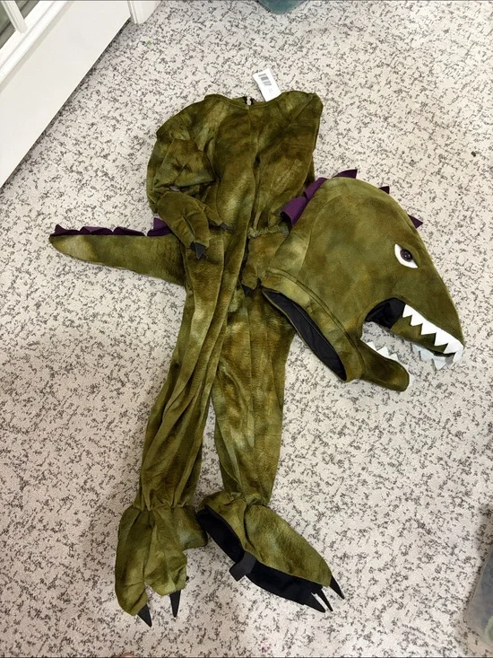 Kids Green Dinosaur Costume Hoodie and Jumpsuit
