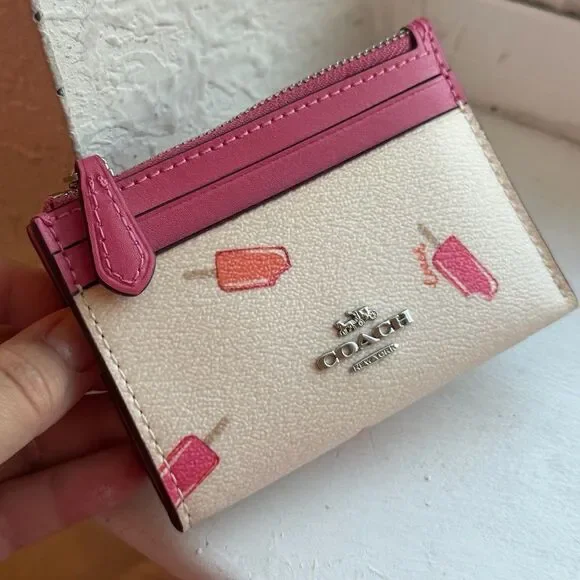 Coach C4550 Mini Skinny ID Case Keychain Wallet in Popsicle Print