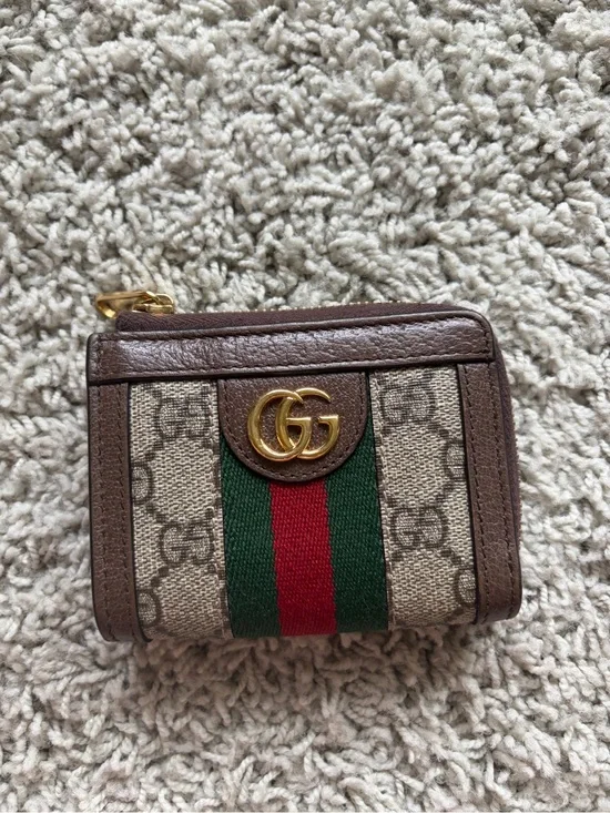 Gucci Ophidia GG Supreme Card Case Wallet Brown Green Red Web 523155