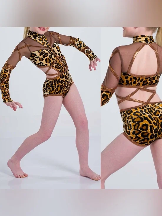 Velvet animal print dance costume 21113 FEARLESS print crystal contemporary SA
