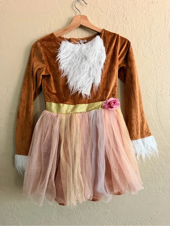 Spirit Brown and Pink Tulle Fuzzy Deer Waistband Costume Dress