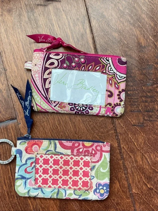 Vera Bradley Pink Multi Floral Card & Key Pouch Duo
