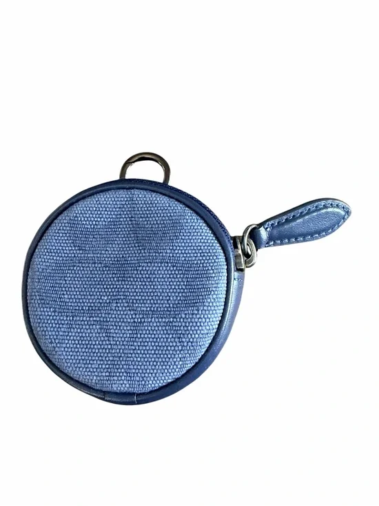 Coach Leather and Canvas Blue Round Coin Purse/ Case