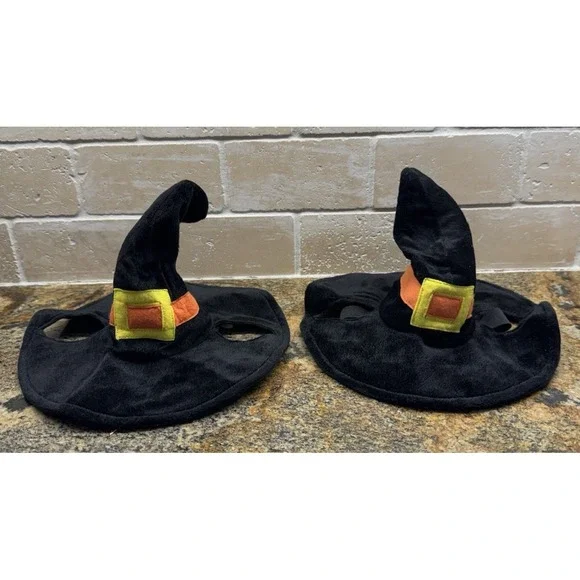 Plush Puppies Halloween Witch Hat Black Orange Pet Costume Dress Up (2) Sm/MD.‎