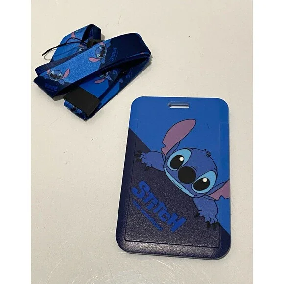 Disney Lilo & Stitch Blue ID Badge Holder with Matching Lanyard