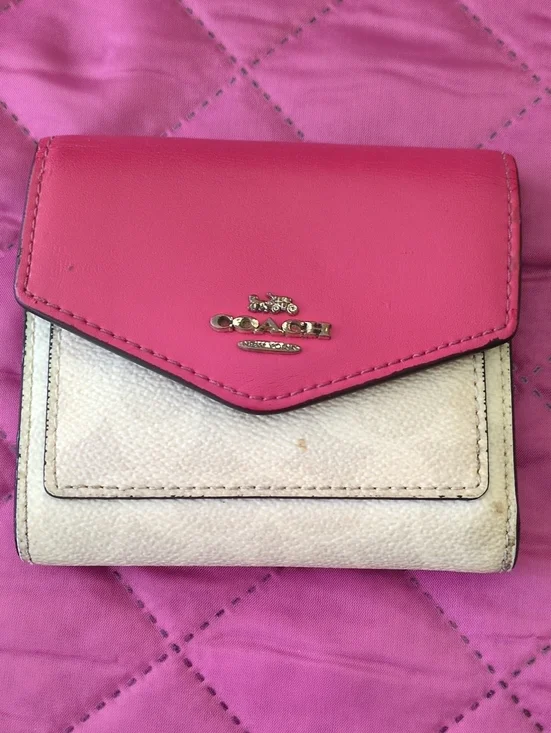 Coach Pink and White Two-Tone Mini Wallet