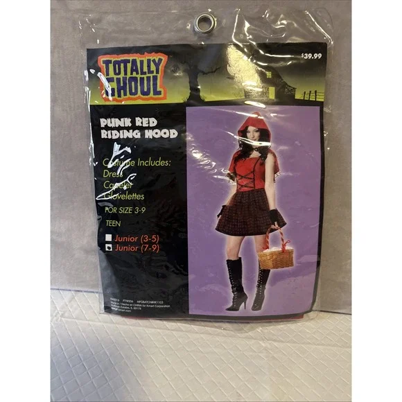 JUNIORS Size 7-9 * PUNK RED RIDING HOOD * Costume NWT / NIP Little Red Halloween