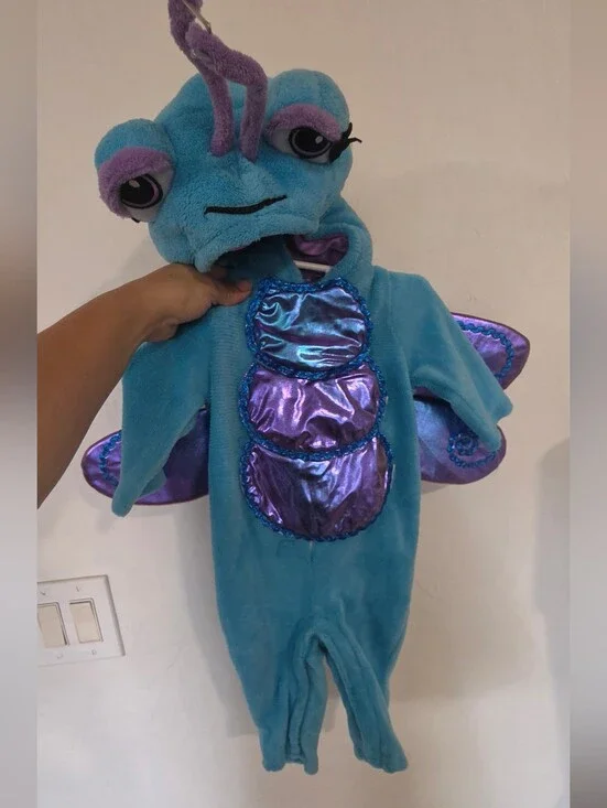 Halloweencostumes 6/9 Months Blue & Purple Dragon  Unbranded Plush Onesie