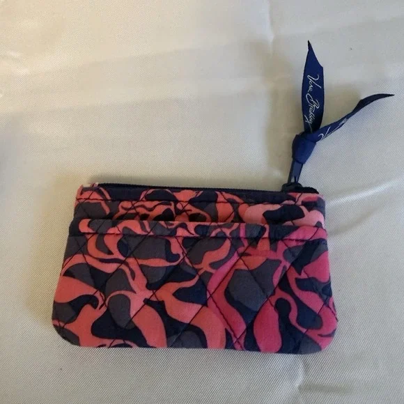 Vera Bradley Quilted Zippered Coin Purse Wallet Pouch Katalina Purple Pink
