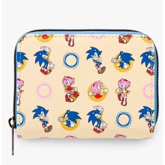 NWT Loungefly Sonic The Hedgehog‎ Amy Rose & Sonic AOP Mini Zipper Wallet