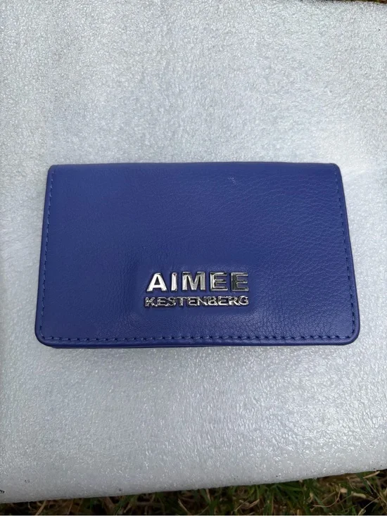 Aimee Kestenberg Purple Leather Card Wallet with Silver Logo
