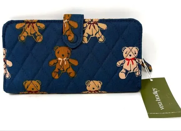 Vera Bradley Bunch of Bears Tab Wallet EXACT NWT 2025 Teddy Bears Blue Red
