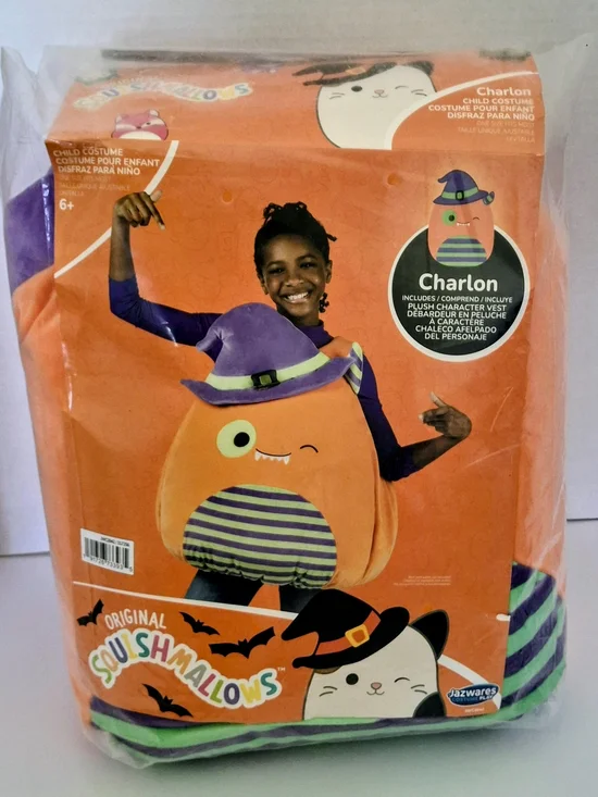 Kids Orange Pumpkin Plush Costume - Squishmallows Style