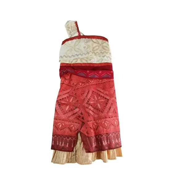 Disney Moana 2 Costume Girls Small (4-6X) Red Kids Dress NWOT