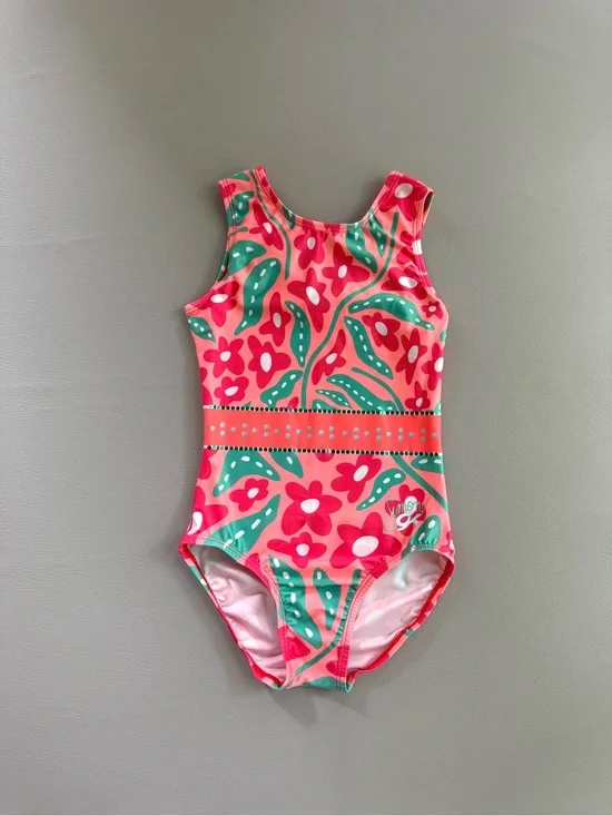 GK Elite Gymnastics Leotard Simone Biles Flower Power Sequin Bling Child Large