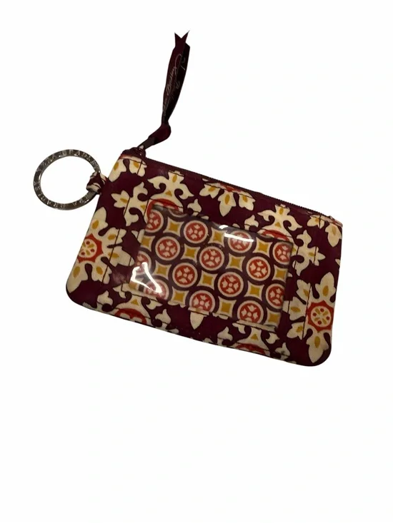 Vera Bradley Burgundy Medallion Mini Zip ID Coin Purse Wallet Keychain NWOT