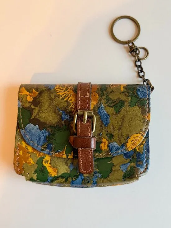 PATRICIA NASH floral leather coin purse key chain