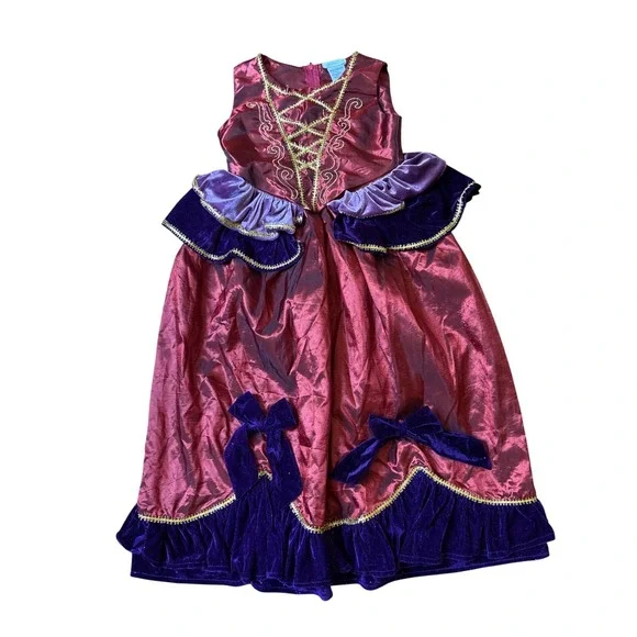 Pottery Barn Kids Costume Dress Girls Burgundy Purple Velvet Gold Trim SIZE 7/8