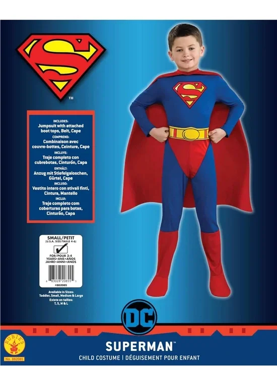 Superman Costume Kids Size Small 4-6 DC Comic